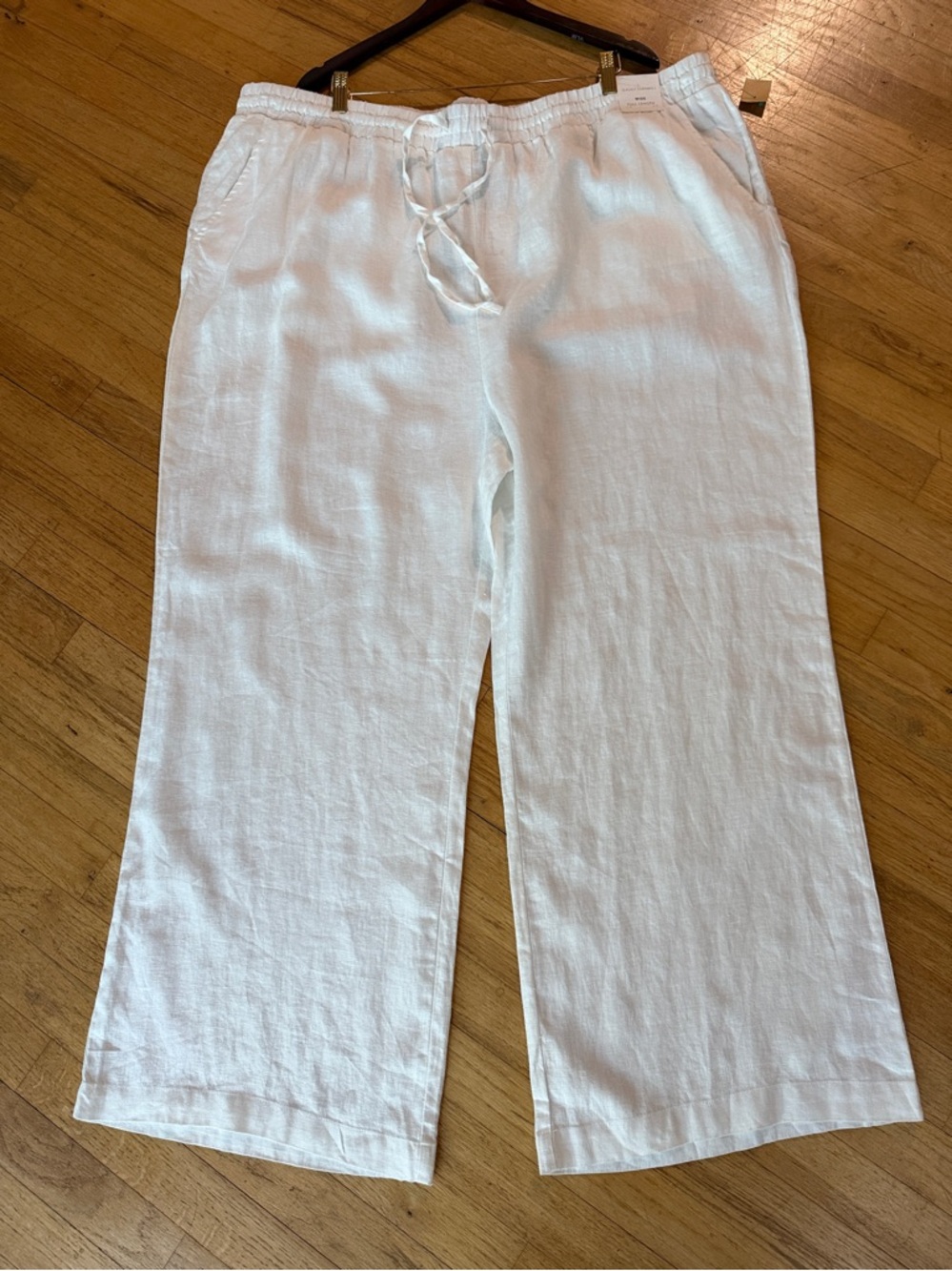 Women's Wide Leg Linen Blend Pants - White